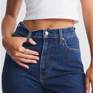 Abercrombie & Fitch Blue The Ankle Straight Ultra High Rise Jeans